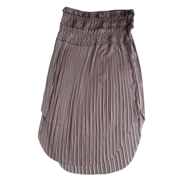 Anthropologie- Current Air Rosarita Skirt Pleated Smocked Waist Midi in Plum - Picture 3 of 9